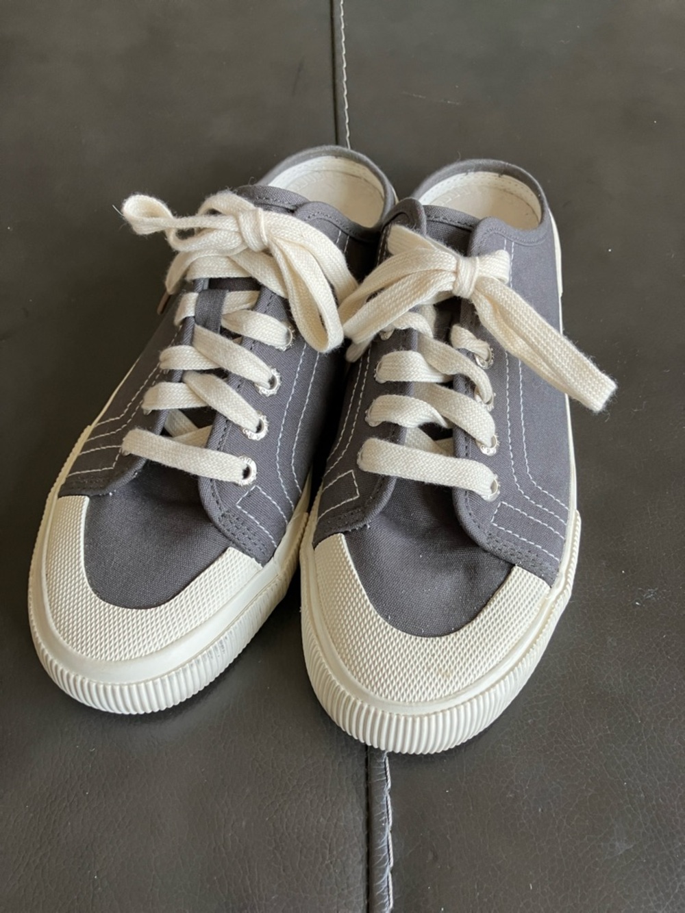 Jenn Ardor Gray Canvas Slip-On Sneakers with Cream Sole